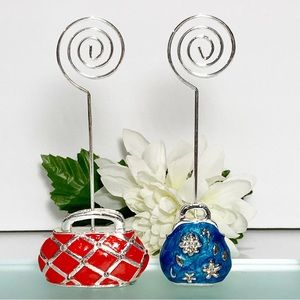Nicole Miller Bundle of Two Enameled Handbag Note Photo Holders NWOT